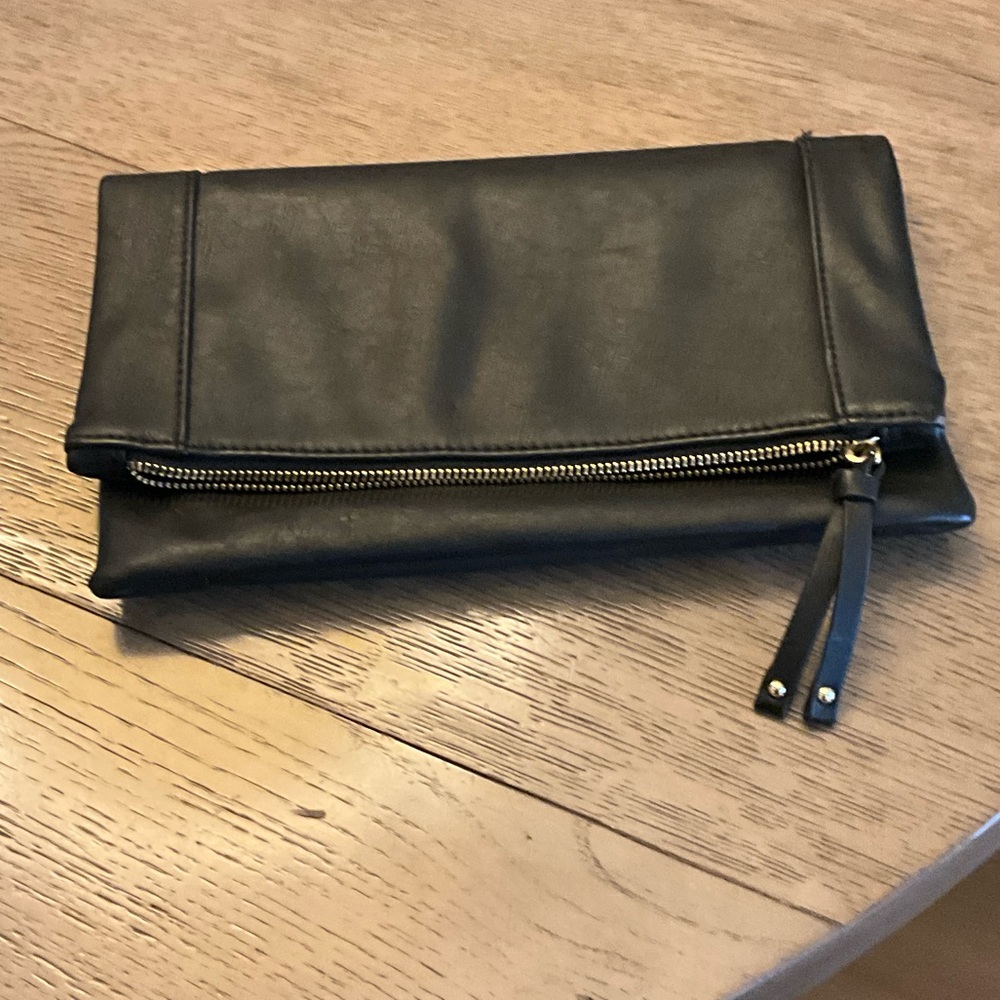 Sole Society Black Clutch with Gold Zipper